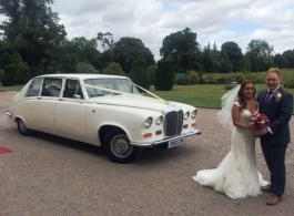 Ivory White Daimler wedding car hire in Harlow